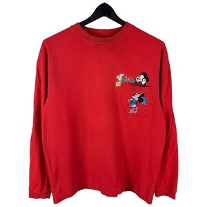 Vintage 90s The Disney Store Mickey Mouse Front Pocket Long Sleeve Shirt Size M
